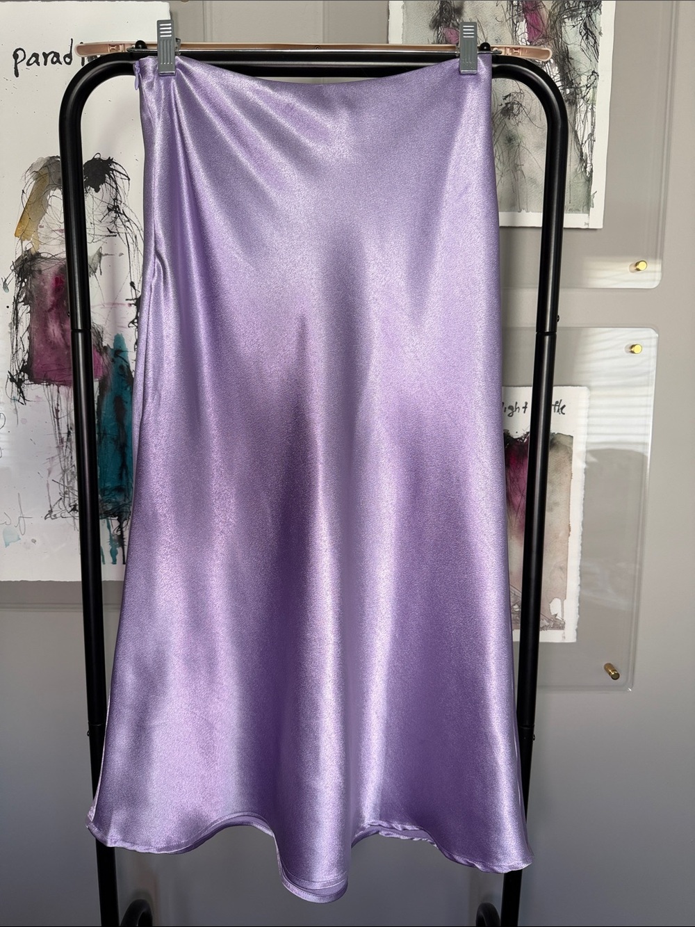 Lilac Satin Slip Skirt